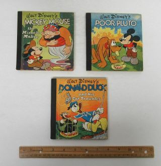 (3) Vintage 1948 Walt Disney Whitman 845 Little Big Books Poor Pluto Etc Wz4841