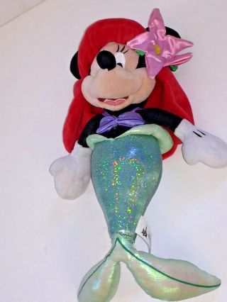 Disney Parks Minnie Mouse As The Little Mermaid Princess Ariel Plush 13 "