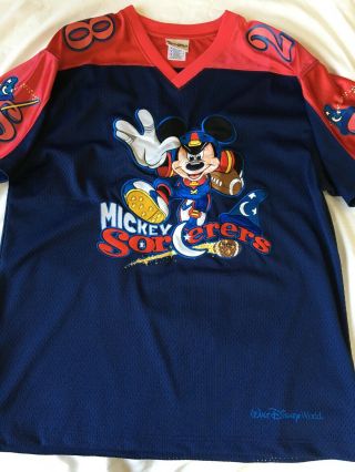 Men’s Disney World Mickey Mouse Sorcerers Football Jersey Shirt Medium Embroider
