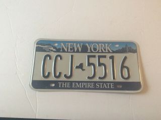 Vintage York State Blue & White License Plate (ccj 5516)
