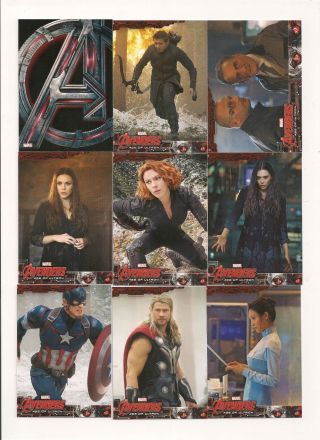 Avengers: Age Of Ultron Complete Set (90 Cards) 2015 Upper Deck