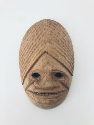 African Hand Carved Art Wood Mask Kenya Light Brown Wood