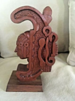 Vintage Large Signed Jose Pinal (1913 - 1983 Mexico) Carved Wooden Sculpture Aztec