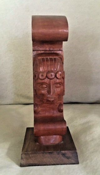 Vintage Large Signed JOSE PINAL (1913 - 1983 Mexico) Carved Wooden Sculpture Aztec 2