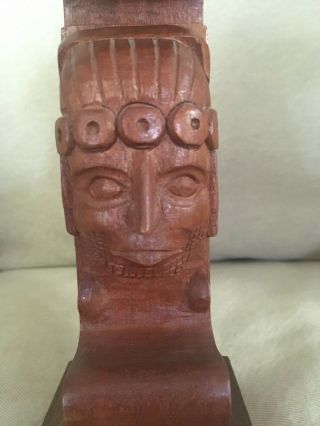 Vintage Large Signed JOSE PINAL (1913 - 1983 Mexico) Carved Wooden Sculpture Aztec 3