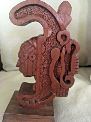 Vintage Large Signed JOSE PINAL (1913 - 1983 Mexico) Carved Wooden Sculpture Aztec 8