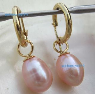 Stunning Aaa 11 - 13mm Real Natural South Sea Purple Pearl Earring 14k Yellow Gold