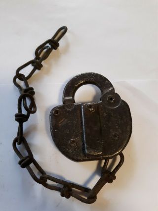 Obsolete Vintage Railroad Switch Lock With Chain No Key