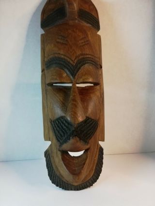 Vintage African Hand Carved Wooden Tribal Face