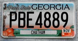 2012 Georgia " Peach Farm " License Plate With Peaches On The Ground Chatham