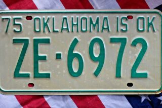 Vintage License Plate Oklahoma 75 Vehicle Tag Transportation Ok Old Collectible