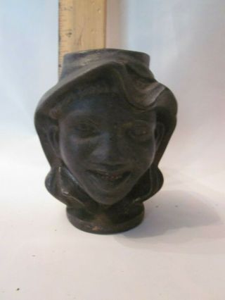 Antique Two Faced Black Americana Cast Iron Still Bank Penny Bust Figurine