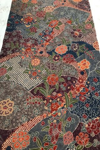 @@ 40 " L 14 " W Japanese Vintage Kimono Silk Fabric/smooth Silk/ Floral B72