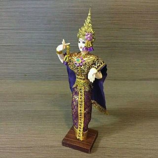 Vintage Thai Dancer Statue Doll Toy Sculpture Handmade Collectible Home Decor 2
