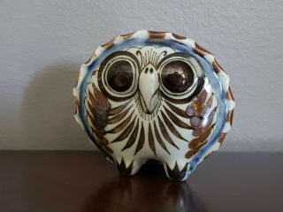 Jorge Wilmot/vasquez Tonala Mexican Glazed Ceramic Stoneware Owl,  3 In.  Tall