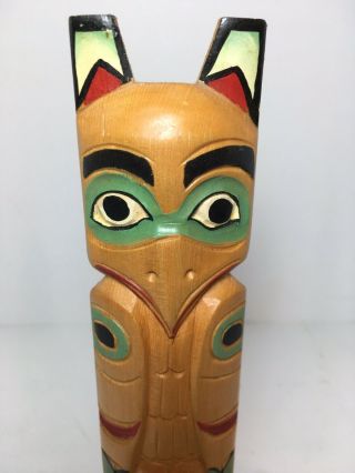 Alaska Black Diamond Carved Wood Totem Legend Of The Sun & Raven Ray Moore 8.  5” 2