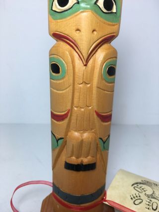 Alaska Black Diamond Carved Wood Totem Legend Of The Sun & Raven Ray Moore 8.  5” 3