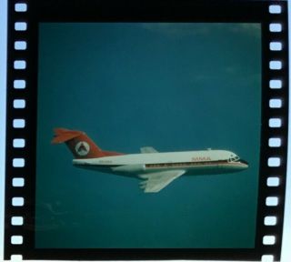 Medium Format Colour Slide Of Ansett/mma Fokker F - 28 - 1000 Ph - Zah In 1969