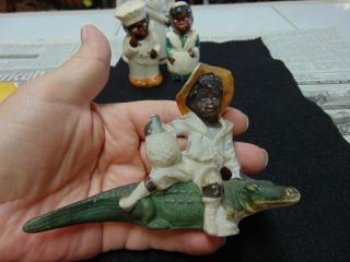 Black Americana Boy On Alligator With Jug Of Moonshine.  Unusual Porcelain.