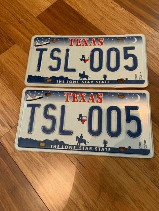 Vintage Pair Texas License Plates Lone Star State Space Shuttle Tx