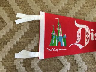 Disneyland pennant Walt Disney Productions red flag banner 1960s 24” 2