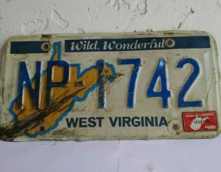 West Virginia License Plate,  " Wild,  Wonderful " 1981 Collectible/ Ships Usa