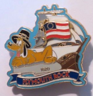 Disney Wdw Mickey Star Spangled Event Plymouth Rock Pluto Flag Le 1500 Pin