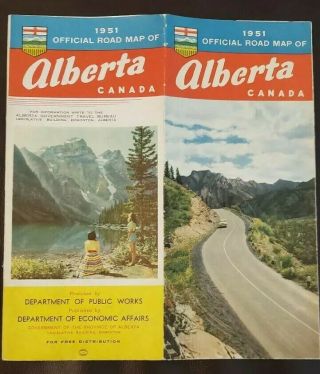 1951 Alberta Canada Official Road Map