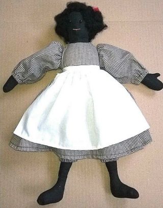 Black Americana Cloth Doll 15” - Wonderful Handmade Folk Art Cloth Doll