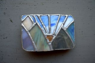 Belt Buckle,  Hand Crafted Stain Glass,  4x2 3/4 ",  2 " Belt Width