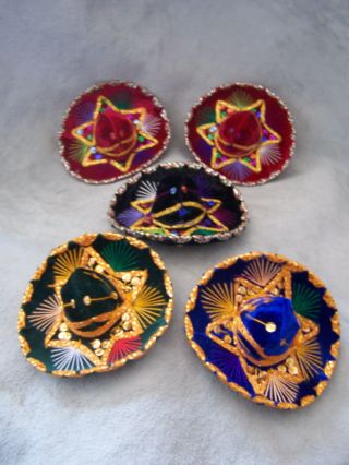 Set Of 5 Mexican Mini Charro Hats,  Party Favors,  Decorations,  Sombrero,  Mariachi