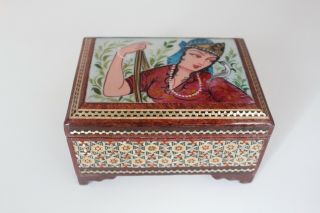 Persian Art Khatam Wood Hand Made Jewelry Box Or Ring Box.  I Made By Myself.