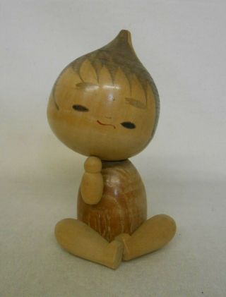 Japanese Vintage Wooden Kokeshi Baby Doll 11.  5cm / Souvenir Shirahama Hot Spring