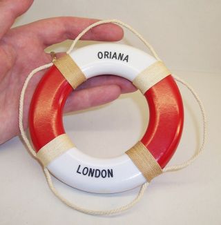 Vintage Oriana Cruise Ship Life Ring Lifebuoy Souvenir Red/white Bakelite P&o