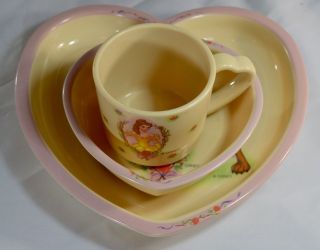 Vintage Disney Belle Beauty and The Beast Dinnerware Plate Bowl Mug 3 Piece Set 2