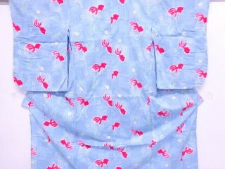 72246 Japanese Kimono / Antique Yukata For Girls / Goldfish