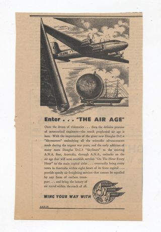 Australian National Airways Advertisement Removed From A 1946 Newspaper Ana A