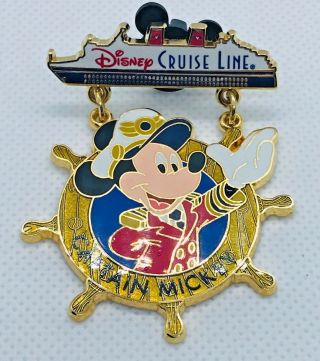 Disney Cruise Line Captain Mickey Dangling Ship Wheel Trading Pin 2008
