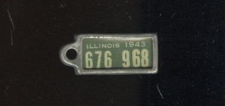 Dav Miniature License Plate Keychain,  1943 Illinois