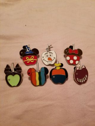 Complete Set Of 7 Disney Candy Apple Hidden Mickey Trading Pin Pins