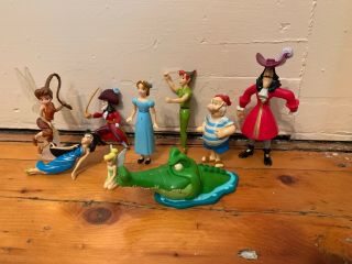 Disney Peter Pan Captain Hook 9 Figure Playset Set Cake Toppers Tinkerbell Fairy