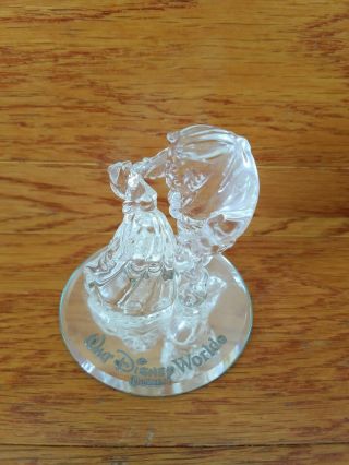 Disney Glass Beauty And The Beast Dancing On Mirror,  3 In Tall.