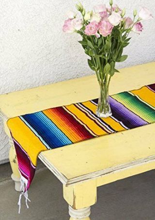 Del Mex Tm Mexican Serape Blanket Table Runner Yellow