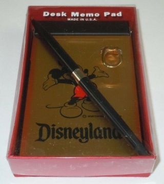 Vintage Disneyland Desktop Pen Memo Pad Set Mickey Mouse Disney Holder Desk