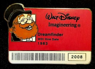 Very Rare 2008 Disney Imagineering Cast Id Badge Series Dreamfinder Pin Le 300
