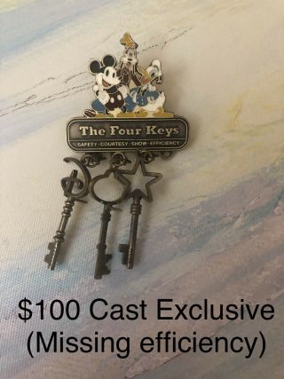 Rare Limited Edition Disney Four Keys Cm Pin