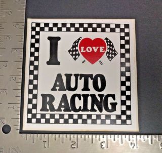 Vintage 70s80s I Love Auto Racing Sticker Decal Hot Rod Drag Race Decal