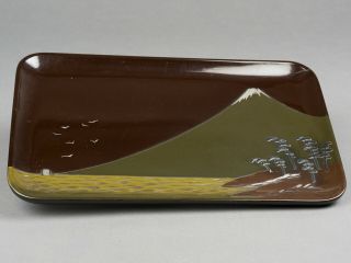Sencha - Bon " Mt.  Fuji " Japanese Lacquered Wooden Tray For Sencha Tea Ceremony
