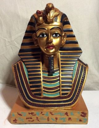 Ancient Egyptian 9 Inch Height King Tut Burial Mask Bust Figurine Resin Statue