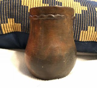 FINER NAVAJO CLAY POTTERY CUP SIGNED DEANN TSO NATIVE AMERICAN PINE PITCH GLAZE 5